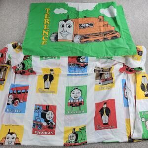 VINTAGE Thomas The Train Twin Fitted Sheet & Pillowcase Kids Home Beddings 1992